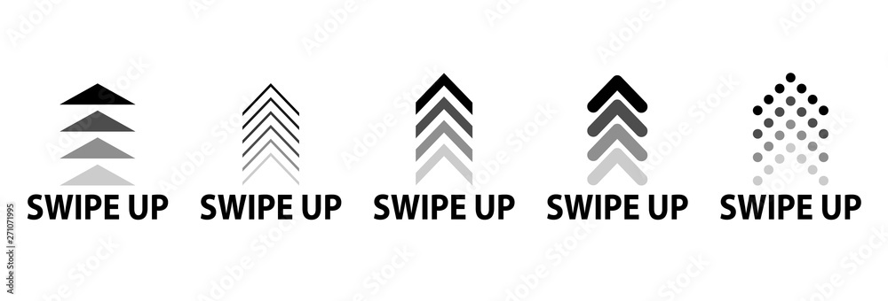 Swipe up icon set isolated for stories design blogger, scroll pictogram. Arrow up. Swipe up, set of buttons for social media Swipe up icon set isolated for stories design blogger, scroll pictogram. Arrow up. Swipe up, set of buttons for social media