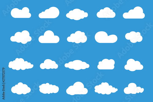 Set of Vector Cloud icons. Cloud symbol for your web site design, logo, app, UI. Set of different sky. Blue Cloud icon, cloud shape.