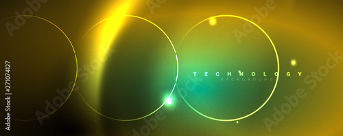 Shiny neon lines template - northern lights glowing blur lines. Futuristic style glow neon 80s disco club or night party techno template