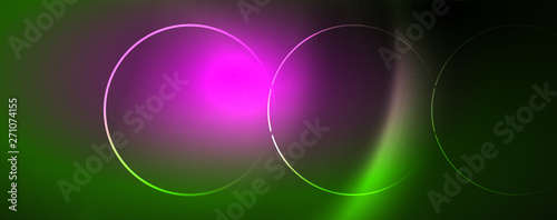 Shiny neon lines template - northern lights glowing blur lines. Futuristic style glow neon 80s disco club or night party techno template