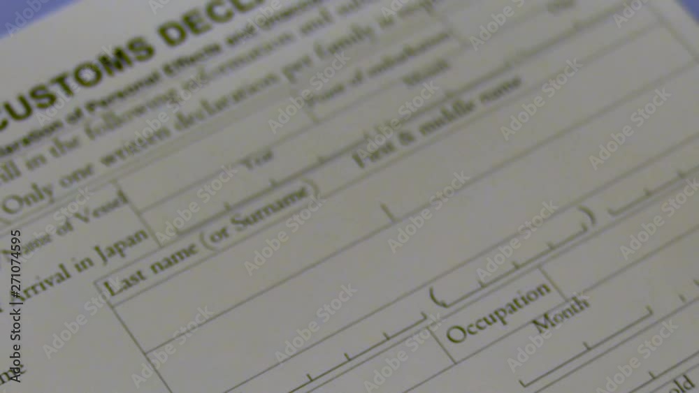 Customs declaration form at a Japanese airport Stock Video Adobe Stock