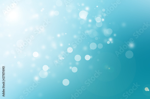 white bokeh blur background / Circle light on blue background / abstract light background