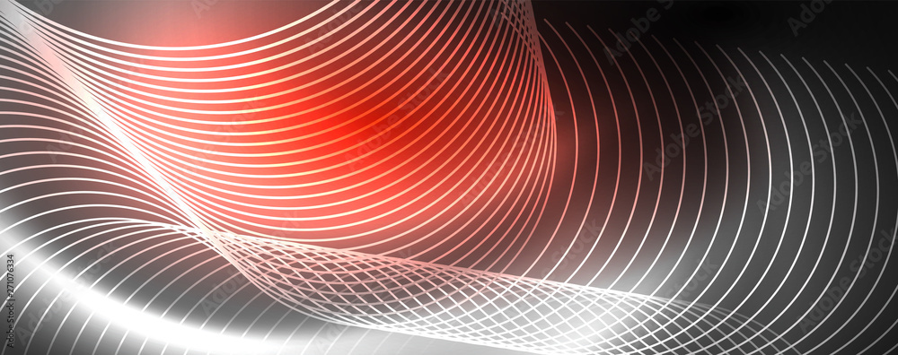 Shiny neon lights, dark abstract background with blurred magic neon light curved lines Shiny neon lights, dark abstract background with blurred magic neon light curved lines