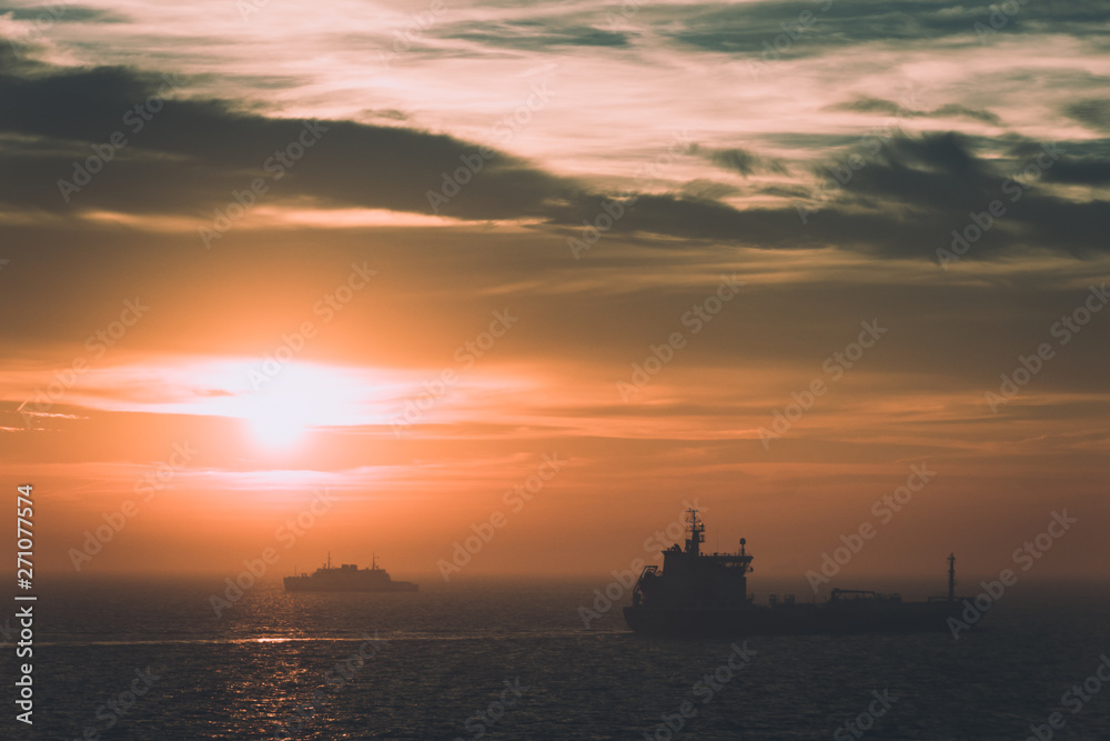 Puttgarden fehmarn sunset waterway ship