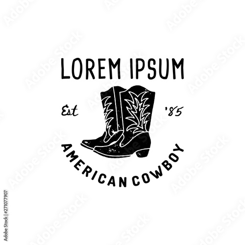 Canvastavla Western Logo American cowboy boots hand Draw Grunge style