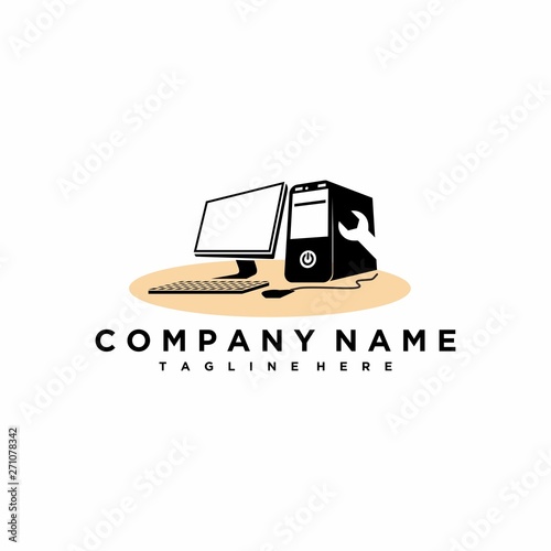 computer service logo vector icon ilustration
