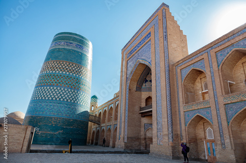 khiva, uzbekistan, muhammad aminhon madrasah and kalta minor