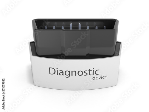 OBD2 wireless car scanner isolated on white background 3d illustration