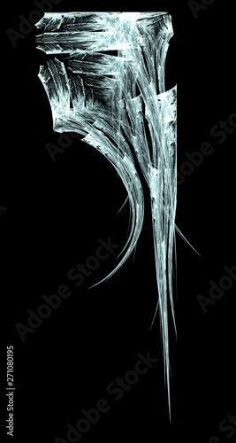 Epic Scythe - Abstract Illustration / Fractal Flame. Strange scythe-like object, in black and white.