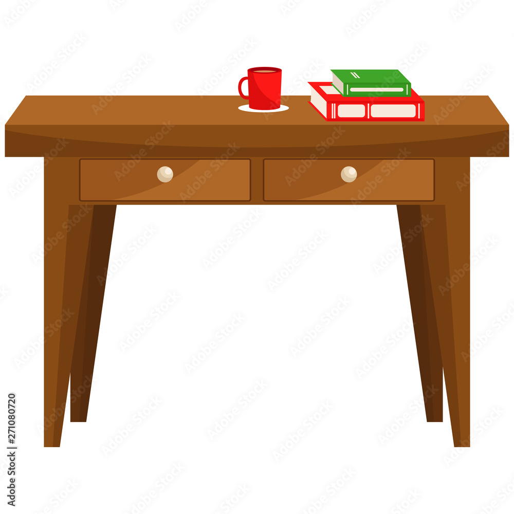 Wooden Desk. Table with drawers. Vector illustration on the theme of furniture. Wooden Desk. Table with drawers. Vector illustration on the theme of furniture.