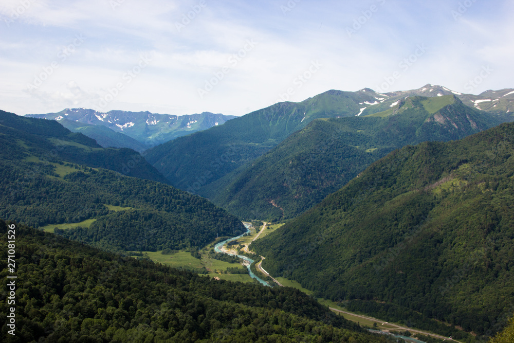 Fototapeta premium aerial view of a river in the mountains