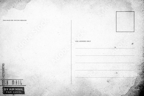 Backside of blank postcard with dirty stain