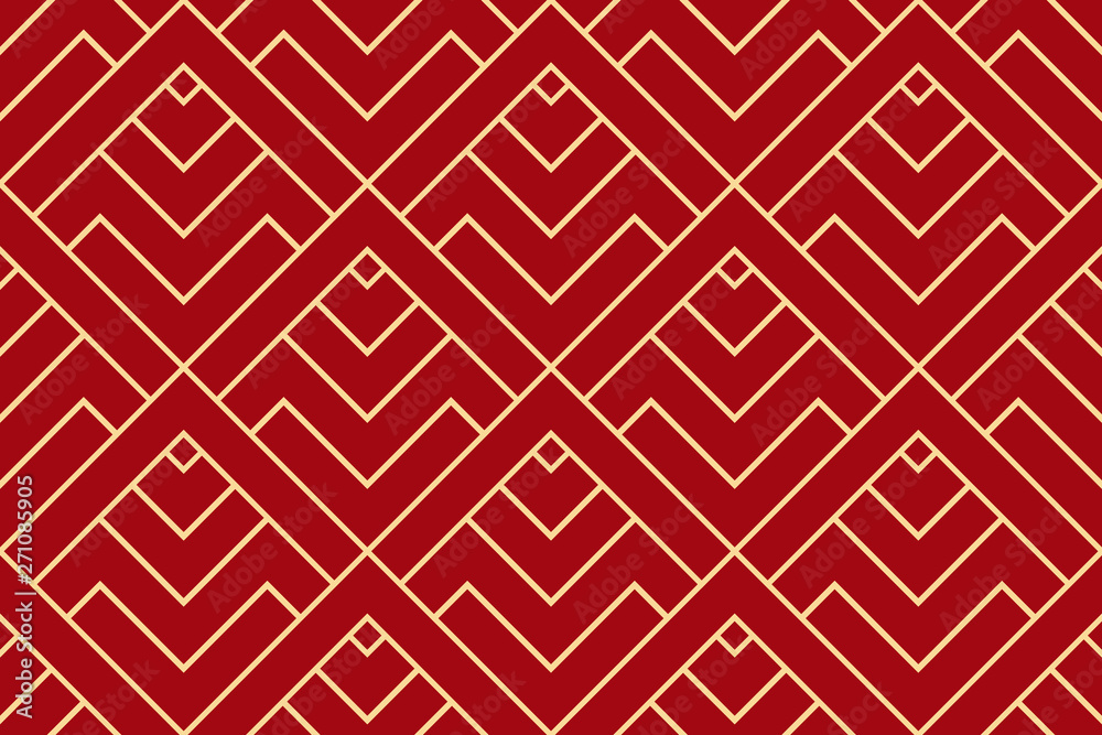 Abstract geometric pattern with stripes, lines. Seamless vector background. Gold and red ornament. Simple lattice graphic design Abstract geometric pattern with stripes, lines. Seamless vector background. Gold and red ornament. Simple lattice graphic design