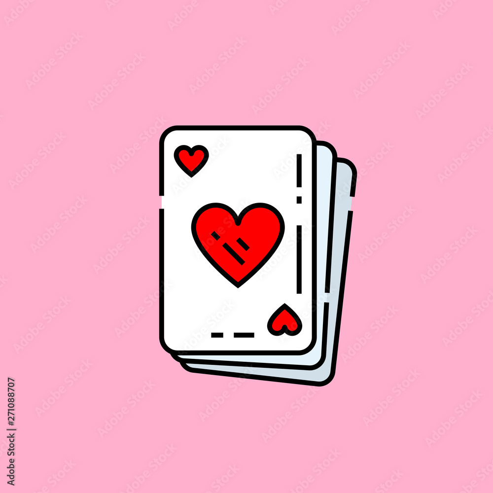 Heart poker card icon. Love game symbol isolated on pink background. Vector illustration. Heart poker card icon. Love game symbol isolated on pink background. Vector illustration.