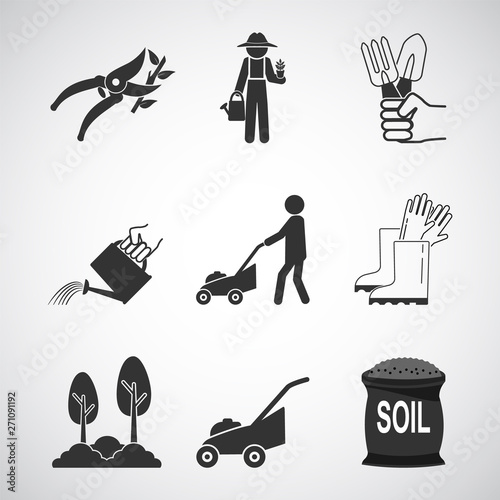 Gardening and Planting icon set illustration