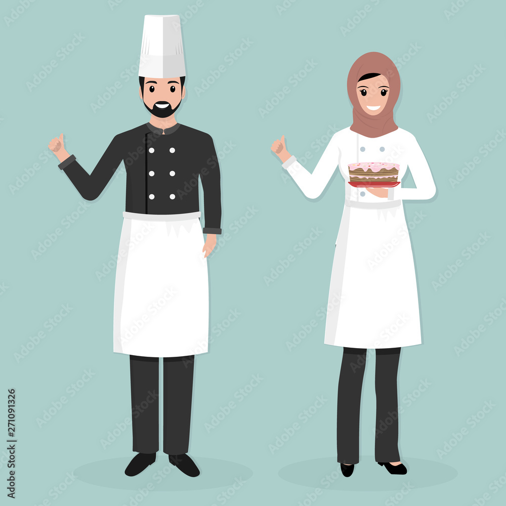 Muslim Chef character people icon illustration Muslim Chef character people icon illustration