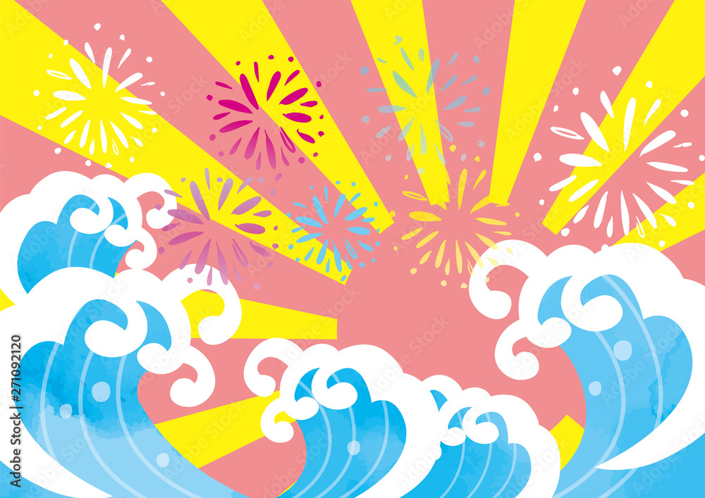 Obraz premium 夏のセールイラスト（波イラスト）