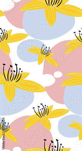 vector stylized modern seamless floral pattern scandinavian