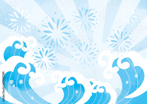 夏のセールイラスト（波イラスト）