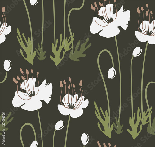 vector stylized modern seamless floral pattern scandinavian