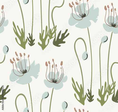vector stylized modern seamless floral pattern scandinavian