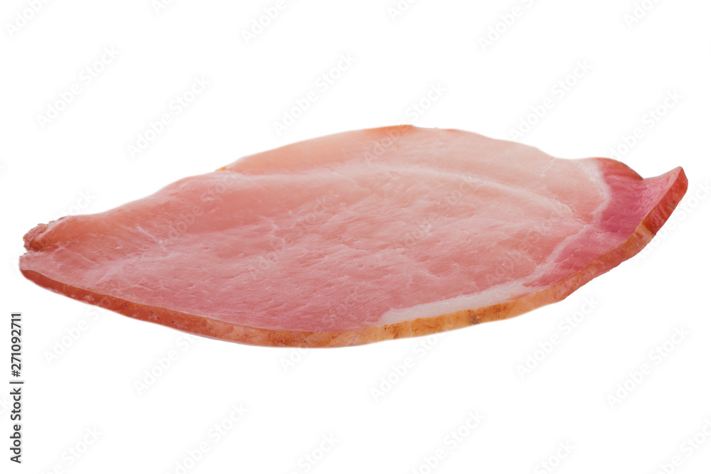 slice of ham isolated on white background