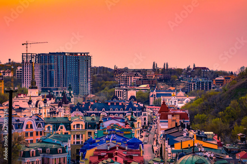 Tableau sur toile view of colorful villas in the cuty