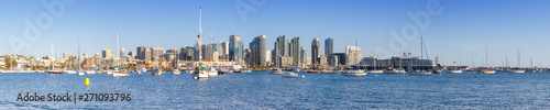 San Diego skyline downtown panorama banner city sea skyscrapers bay boats