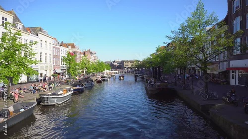 Leiden canals in Netherlands photo