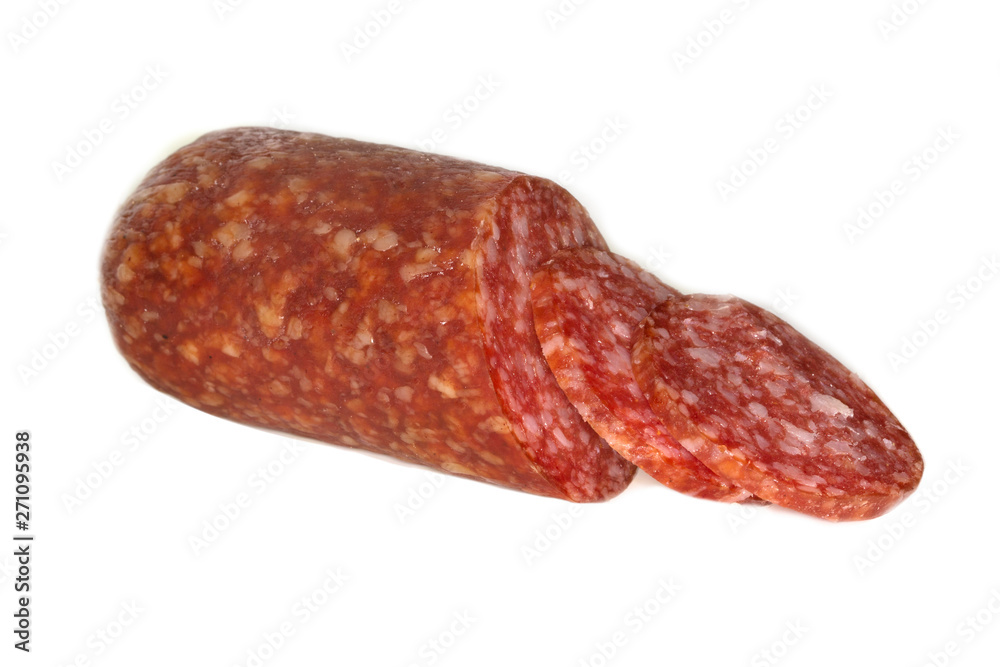 cuted sausage isolated on white background cuted sausage isolated on white background