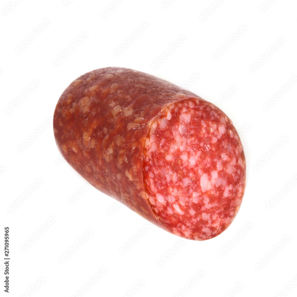 half of sausage isolated on white background half of sausage isolated on white background