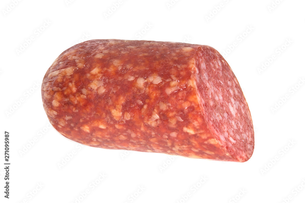 half of sausage isolated on white background half of sausage isolated on white background