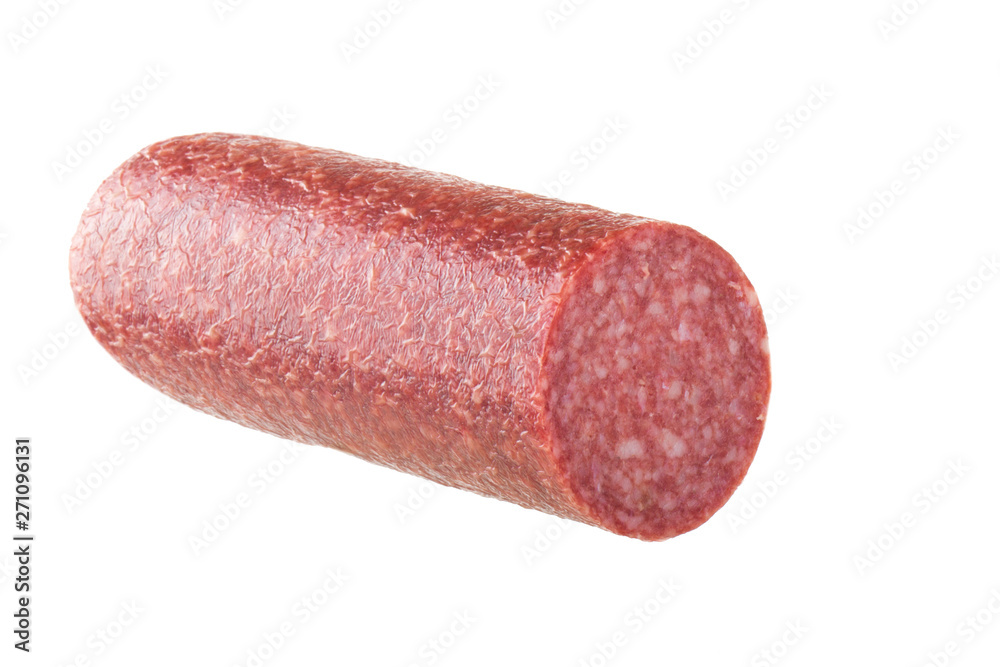 half of sausage isolated on white background half of sausage isolated on white background
