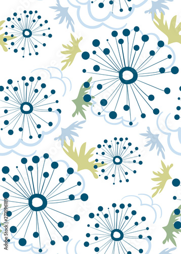 dandelion seamless pattern vector floral design primitive scandinavian