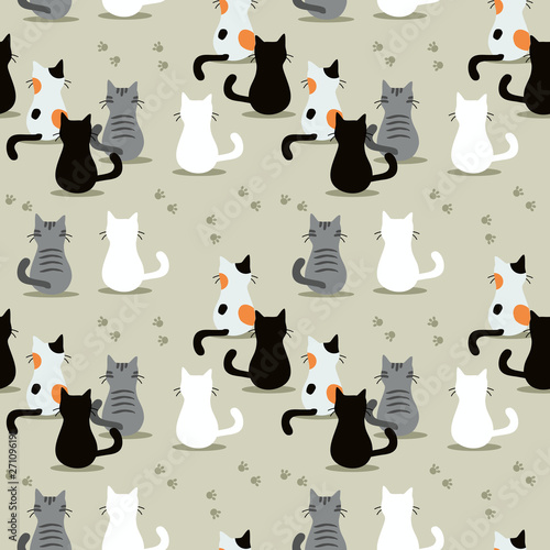 Cute cat seamless pattern.