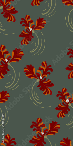 red tulips seamless pattern vector floral design primitive scandinavian