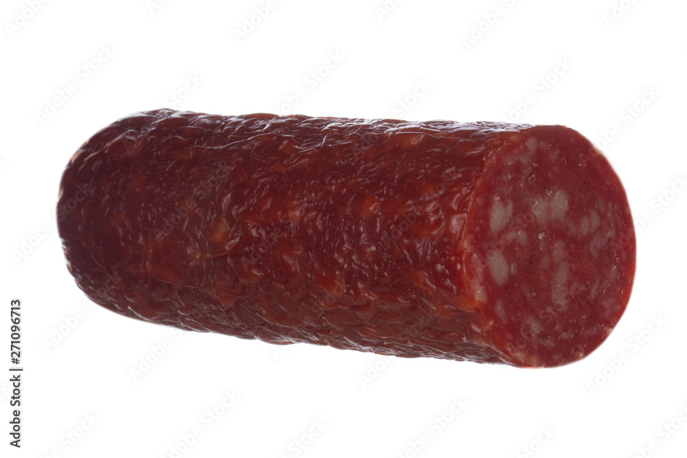 half of sausage isolated on white background half of sausage isolated on white background