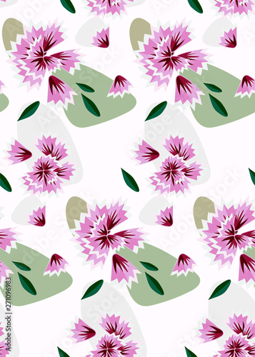 carnation seamless pattern vector floral design primitive scandinavian