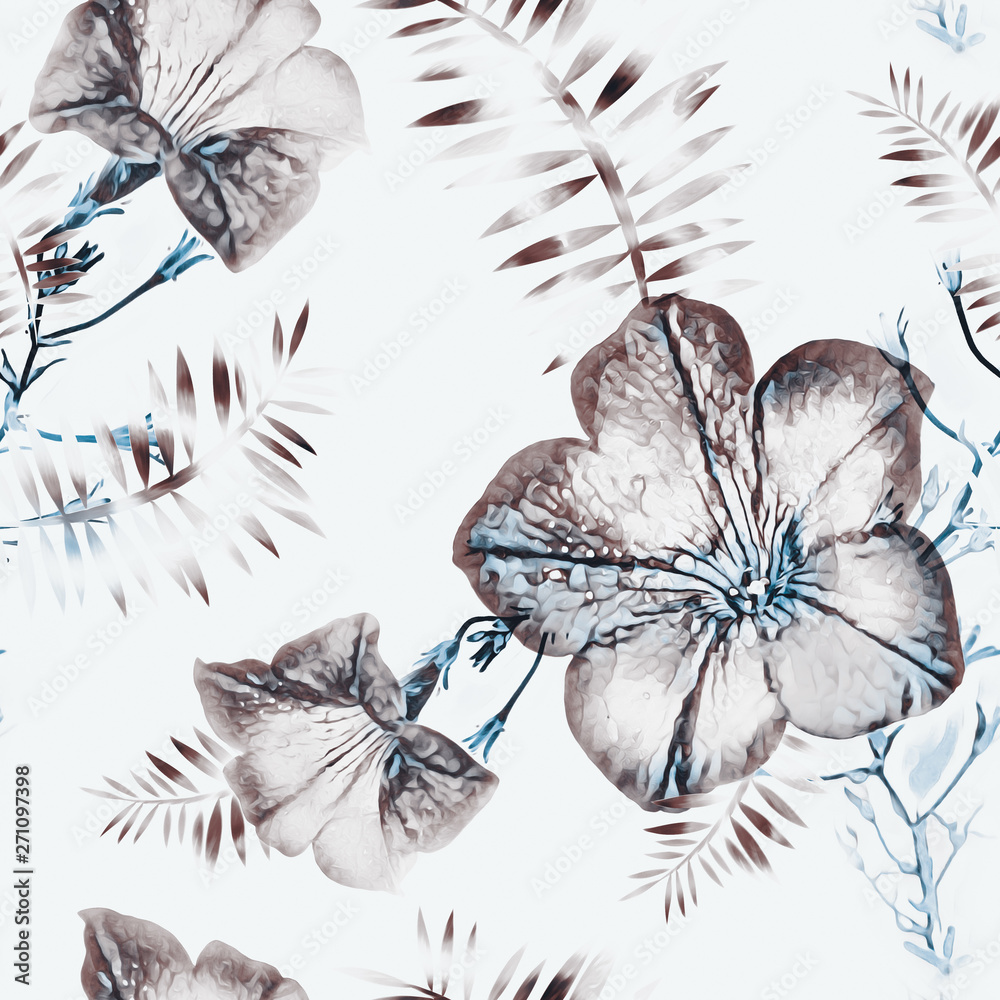 Petunia flowers seamless pattern