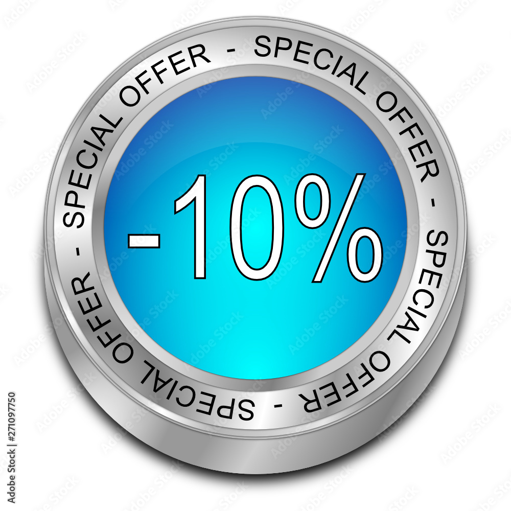 Special Offer -10% Discount button - 3D illustration Special Offer -10% Discount button - 3D illustration