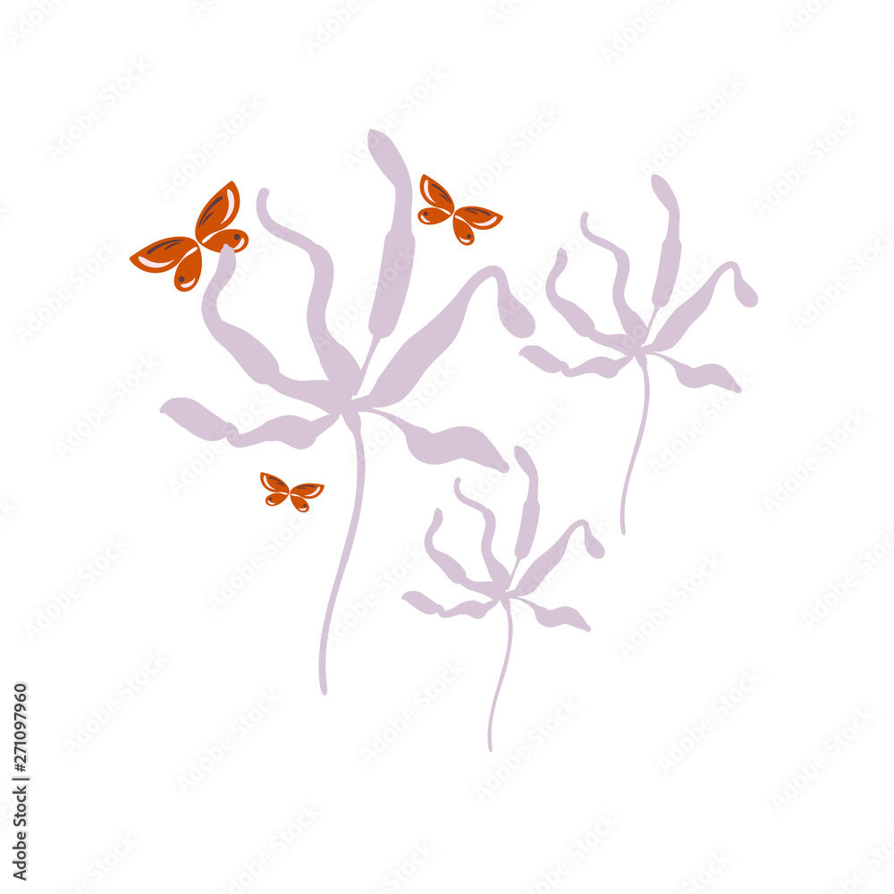 butterfly flowers card vector floral design element primitive scandinavian butterfly flowers card vector floral design element primitive scandinavian