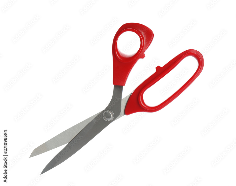 Pair of sharp sewing scissors on white background Pair of sharp sewing scissors on white background