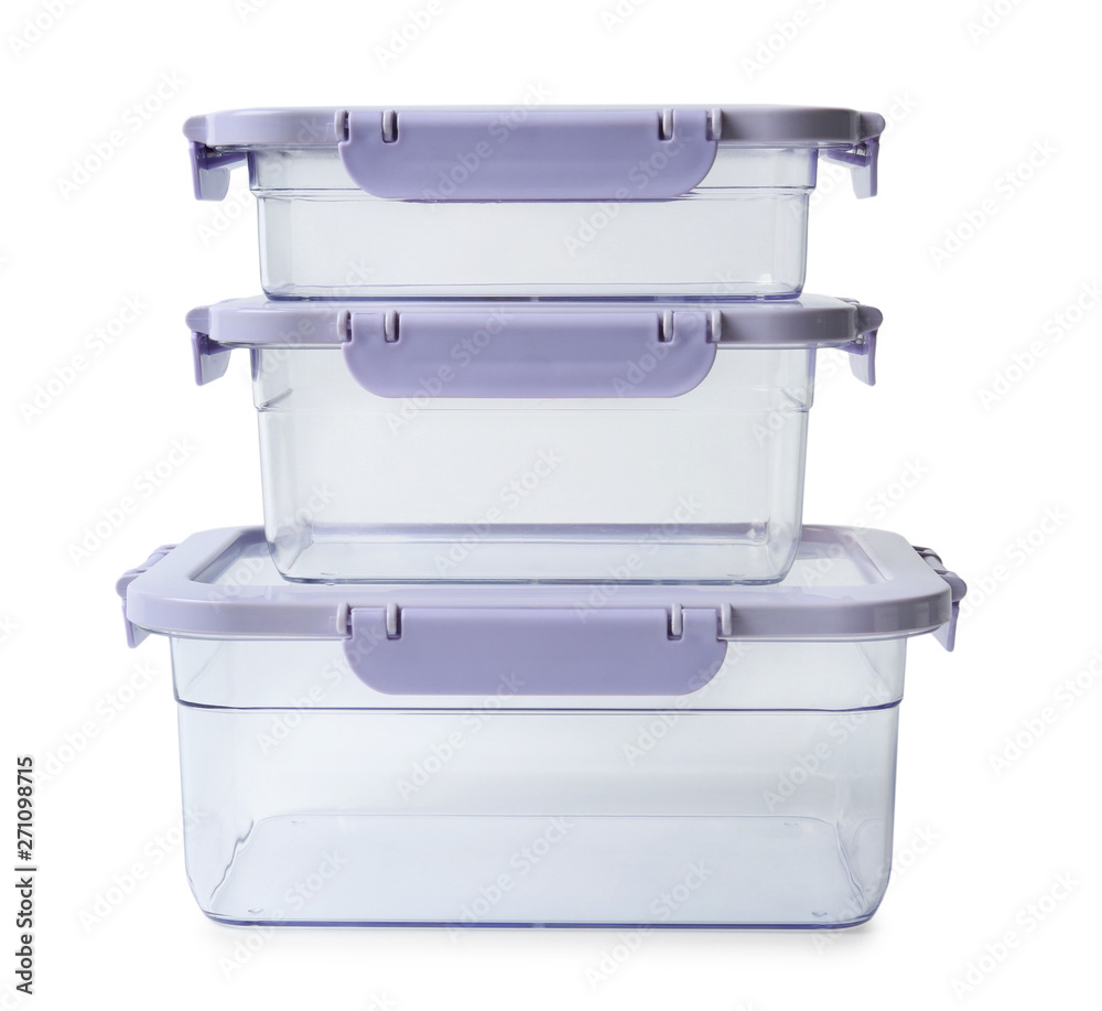 Empty clean boxes for products on white background Empty clean boxes for products on white background