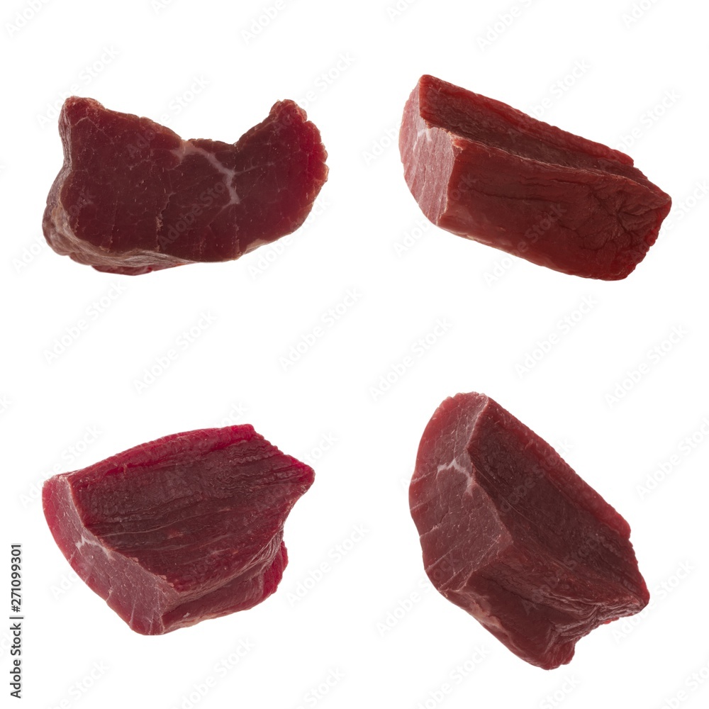 set of dried slices of chicken isolated on white set of dried slices of chicken isolated on white