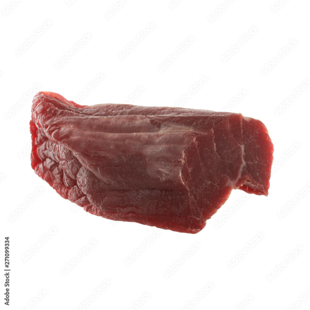 Fototapeta premium cut of dried chicken carpaccio isolated on white background
