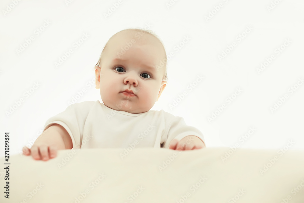 Baby and emotions. Little baby and place for text. Baby and emotions. Little baby and place for text.