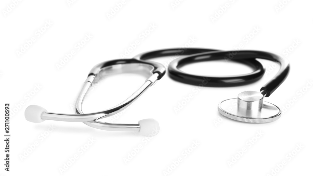 Stethoscope on white background. Professional medical device Stethoscope on white background. Professional medical device