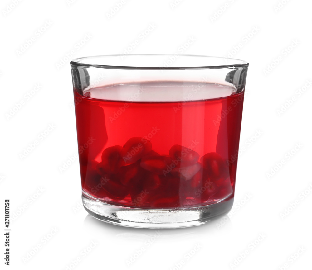 Glass with tasty jelly on white background Glass with tasty jelly on white background