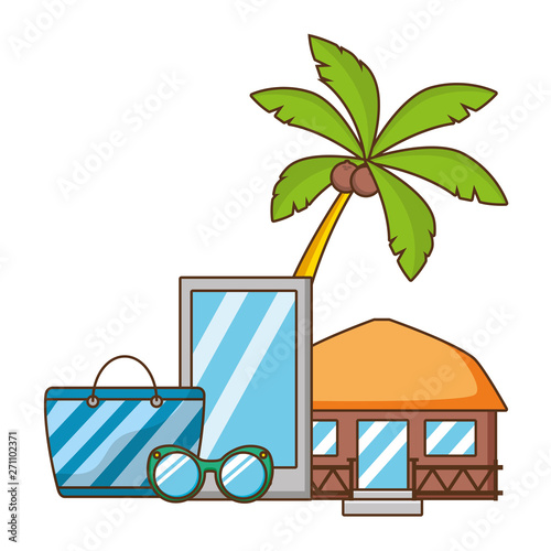 vacations mobile bag bungalow sunglasses