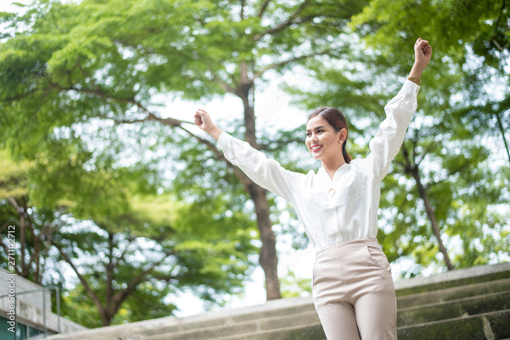 Beautiful Business woman is successful outdoor Beautiful Business woman is successful outdoor